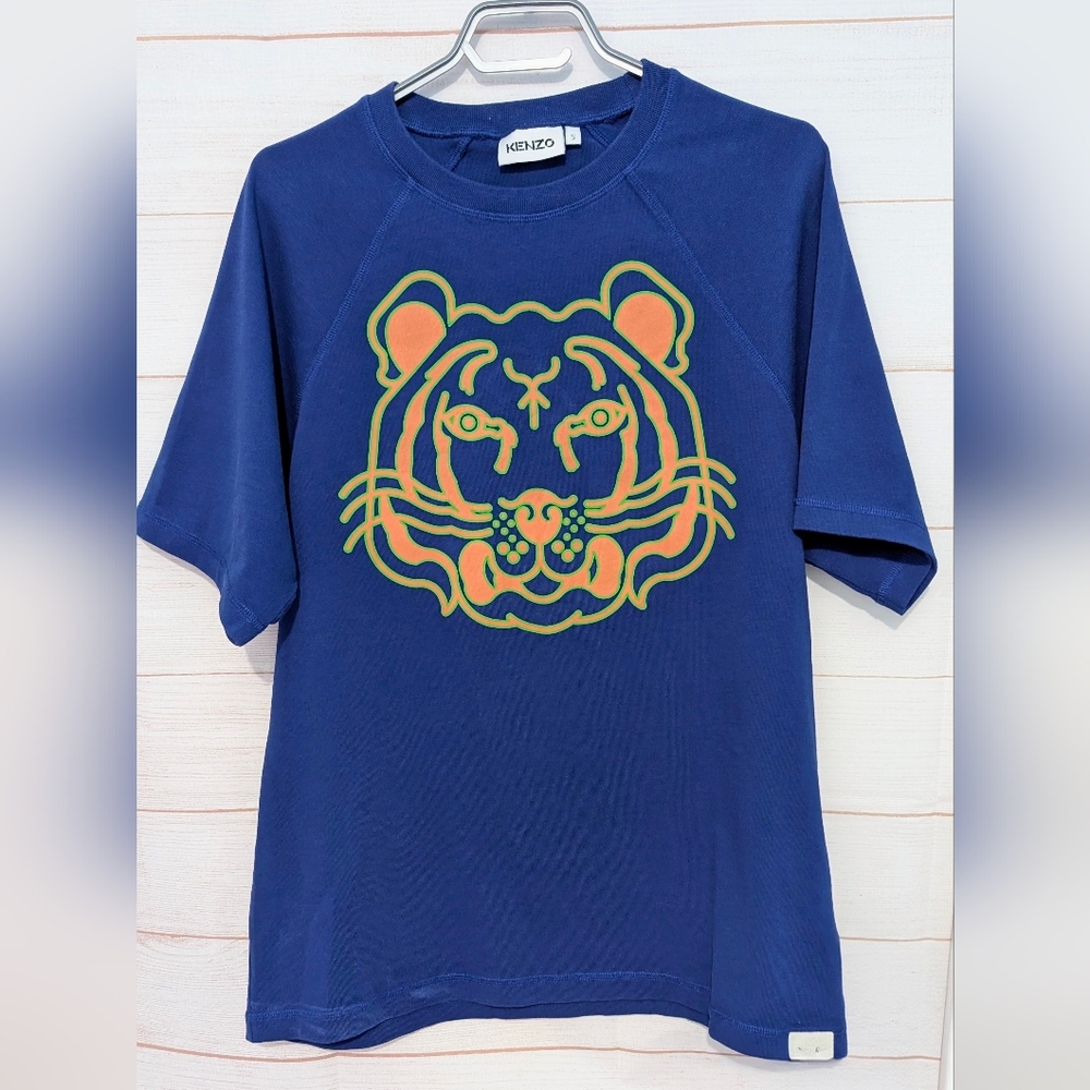 Nwot Auth Kenzo  Vibrant 💙 Blue Tee with Orange 🧡 Tiger 🐯 Graphic SIZE large